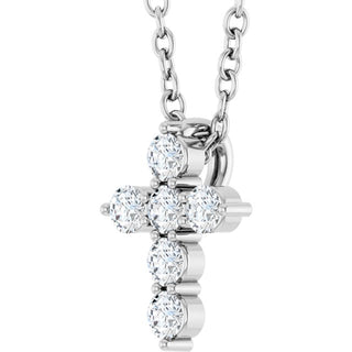 14K White 1/6 CTW Lab-Grown Diamond Cross 16-18" Necklace