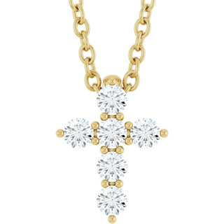 14K Yellow 1/6 CTW Natural Diamond Cross 16-18" Necklace