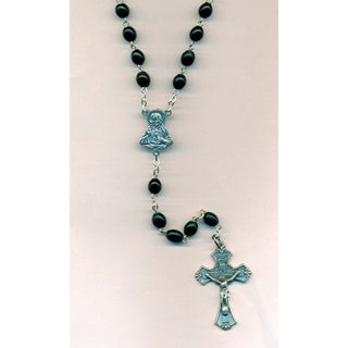 8mm Black wood Rosary with Sacred Heart Center and Crucifix