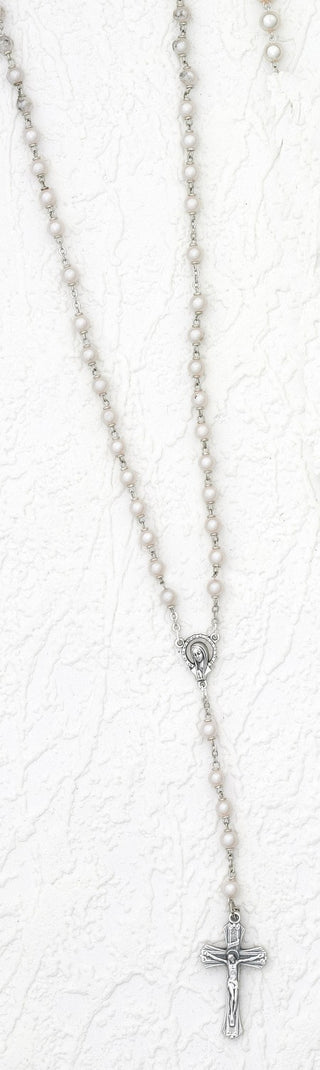6mm Pearl Rosary with Round Beads Boxed