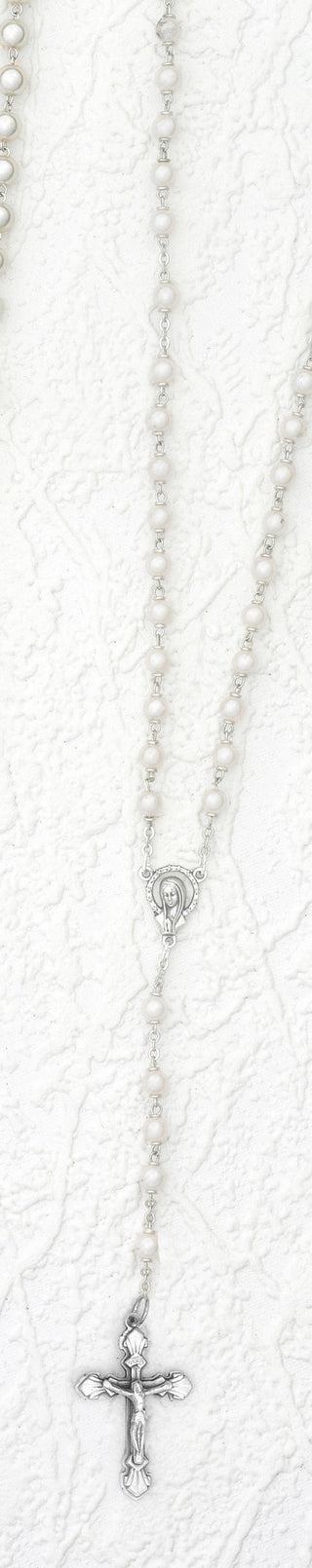 6mm Mother of Pearl Rosary with Oval Beads Boxed - SALE