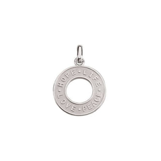 14K White Hope, Life, Love & Peace Pendant