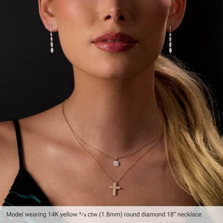 14K Rose 3/8 CTW Natural Diamond Cross 18" Necklace