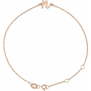 14K Rose Initial N 6 1/2-7 1/2" Bracelet