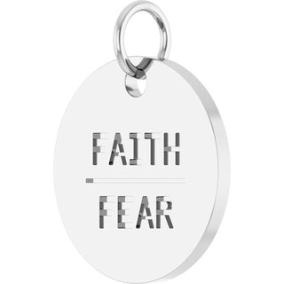 14K White Faith Over Fear Disc Pendant