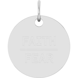 14K White Faith Over Fear Disc Pendant