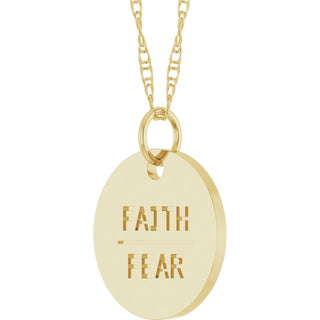 14K Yellow Faith Over Fear Disc 18" Necklace