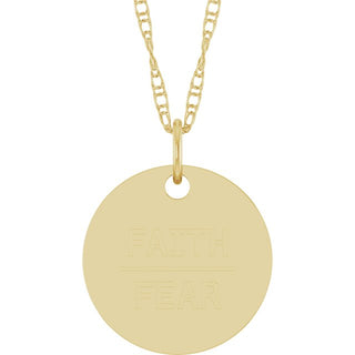 14K Yellow Faith Over Fear Disc 18" Necklace