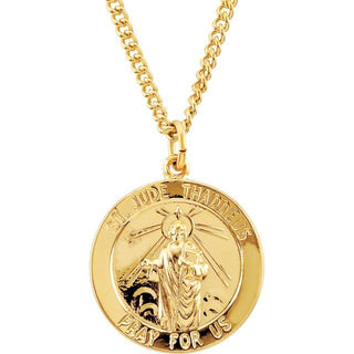 24K Yellow Gold-Plated 22 mm Round Saint Jude 24" Necklace