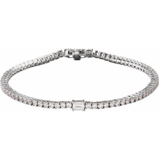 14K White 3 CTW Natural Diamond Line 7" Bracelet