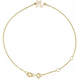 14K Yellow Initial N 6 1/2-7 1/2" Bracelet