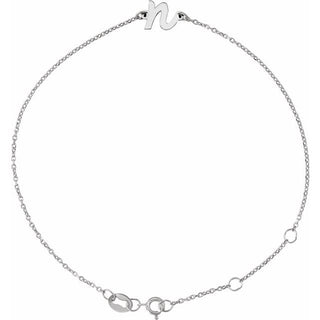 Sterling Silver Initial N 6 1/2-7 1/2" Bracelet