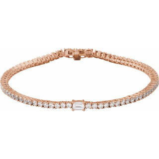 14K Rose 3 CTW Natural Diamond Line 7" Bracelet