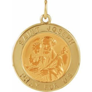 14K Yellow 18 mm Round Saint Joseph Medal  