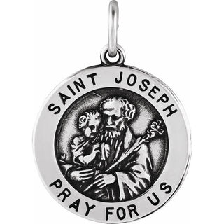 Sterling Silver 18 mm Saint Joseph Medal  