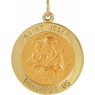 14K Yellow 22 mm Round Saint Joseph Medal  