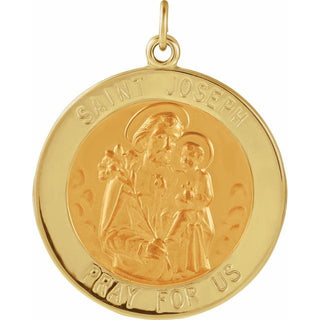 14K Yellow 25 mm Round Saint Joseph Medal  