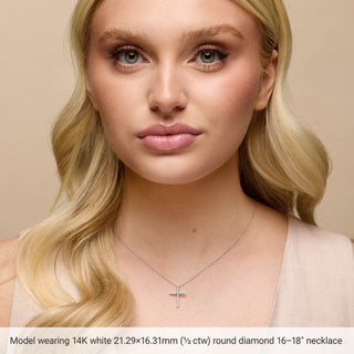 14K White 1/4 CTW Natural Diamond Cross 16-18" Necklace
