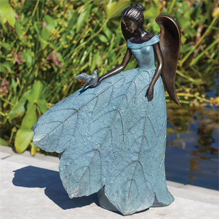 19.75-Inch Angel & Bird Statue