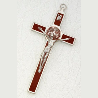 8 inch with Wood Inlay Saint Benedict Cross - SALE