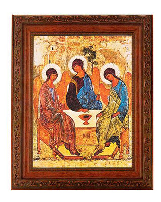 Holy Trinity In Ornate Wood Frame 10" X 12"