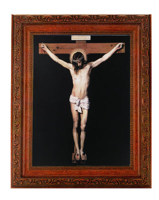 The Crucifixion In Ornate Wood Frame 10" X 12"