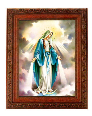 Our Lady Of Grace In Ornate Wood Frame 10" X 12"