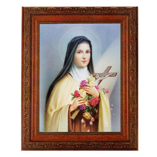 St. Therese In Ornate Wood Frame 10" X 12" (CLONE)