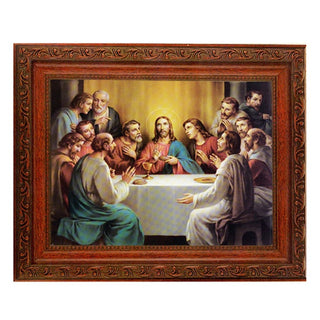 Last Supper In Ornate Wood Frame 10" X 12"