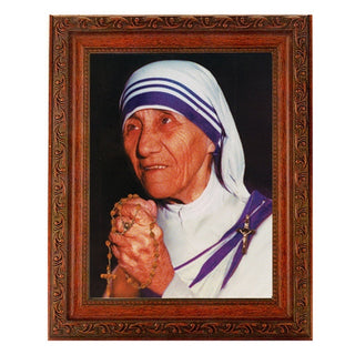 Mother Teresa In Ornate Wood Frame 10" X 12"