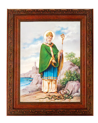 St. Patrick In Ornate Wood Frame 10" X 12"