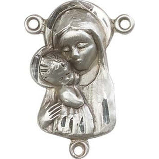 Sterling Silver Madonna & Child Rosary Center Rosary Center