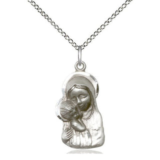 Sterling Silver Madonna & Child Medal Religious Jewelry