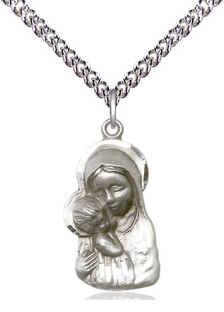 Sterling Silver Madonna & Child Medal Religious Jewelry