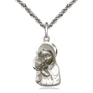 Sterling Silver Madonna & Child Medal Religious Jewelry