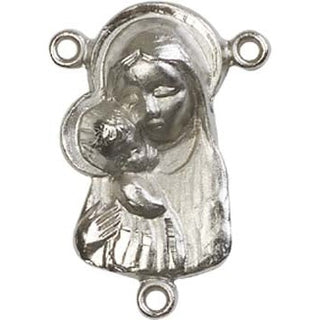 Silver Plate Madonna & Child Rosary Center Rosary Center