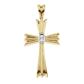 14K Yellow/White .06 CTW Natural Diamond Cross Pendant  