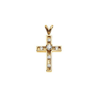 14K Yellow 5/8 CTW Natural Diamond Cross Pendant 