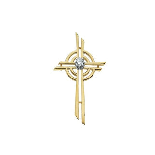 14K Yellow Natural Diamond Cross Pendant  