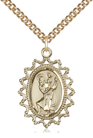 14kt Gold Filled Saint Christopher Medal Catholic Jewelry