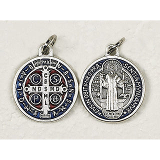 6-Pack - 1-1/4-inch Blue Enameled Silver St. Benedict Pendant