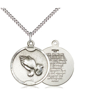 Sterling Silver Praying Hands Medal Religious Jewelry