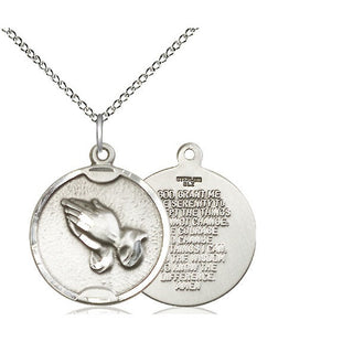 Sterling Silver Praying Hands Medal Religious Jewelry