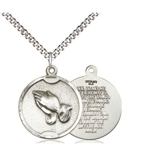 Sterling Silver Praying Hands Medal Religious Jewelry