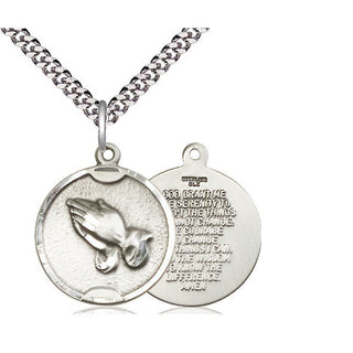 Sterling Silver Praying Hands Medal Religious Jewelry