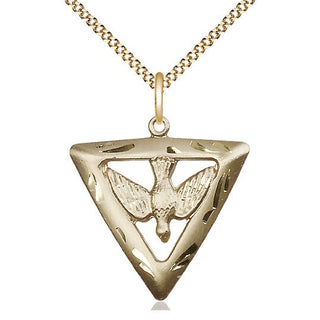 14kt Gold Filled Holy Spirit Triangle Medal Catholic Jewelry