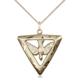 14kt Gold Filled Holy Spirit Triangle Medal Catholic Jewelry