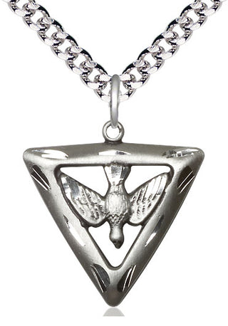 Pewter Holy Spirit Triangle Medal Catholic Jewelry