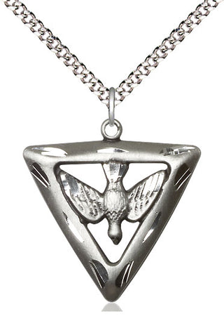 Pewter Holy Spirit Triangle Medal Catholic Jewelry