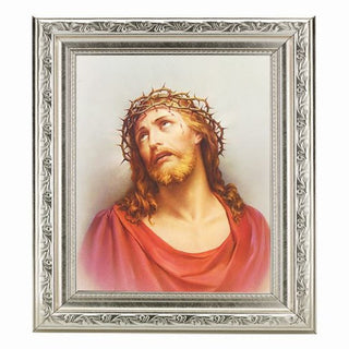 Christ In Agony with Ornate Silver Frame 10" X 12"